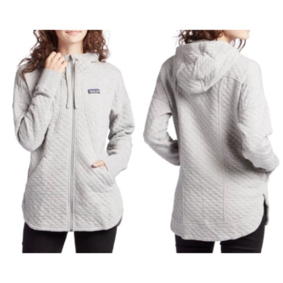 Patagonia Jackets & Blazers - Iso Patagonia Womens Gray Organic Cotton Long Sleeves Hooded Quilted Jacket L/Xl